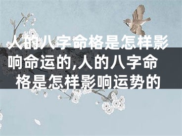 人的八字命格是怎样影响命运的,人的八字命格是怎样影响运势的
