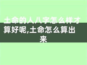 土命的人八字怎么样才算好呢,土命怎么算出来
