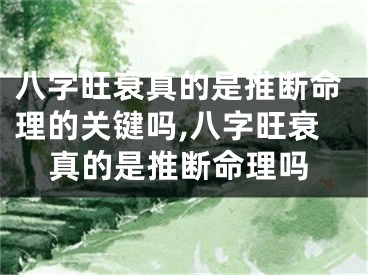八字旺衰真的是推断命理的关键吗,八字旺衰真的是推断命理吗