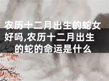 农历十二月出生的蛇女好吗,农历十二月出生的蛇的命运是什么