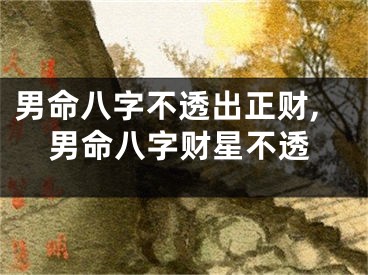 男命八字不透出正财,男命八字财星不透