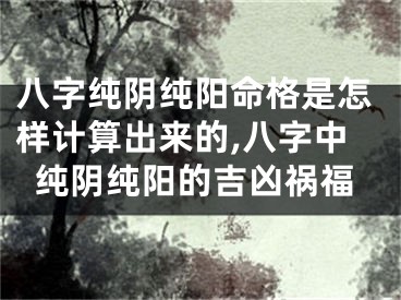八字纯阴纯阳命格是怎样计算出来的,八字中纯阴纯阳的吉凶祸福