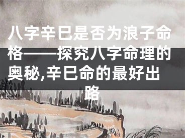 八字辛巳是否为浪子命格——探究八字命理的奥秘,辛巳命的最好出路