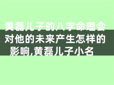 黄磊儿子的八字命理会对他的未来产生怎样的影响,黄磊儿子小名