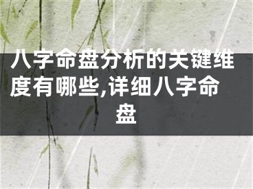 八字命盘分析的关键维度有哪些,详细八字命盘