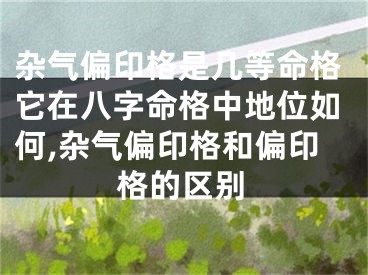 杂气偏印格是几等命格它在八字命格中地位如何,杂气偏印格和偏印格的区别