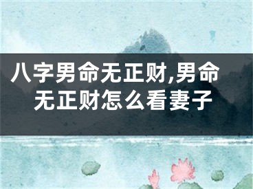 八字男命无正财,男命无正财怎么看妻子