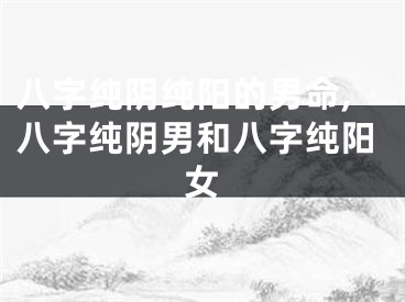 八字纯阴纯阳的男命,八字纯阴男和八字纯阳女