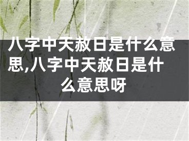 八字中天赦日是什么意思,八字中天赦日是什么意思呀