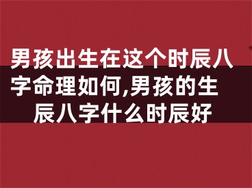 男孩出生在这个时辰八字命理如何,男孩的生辰八字什么时辰好