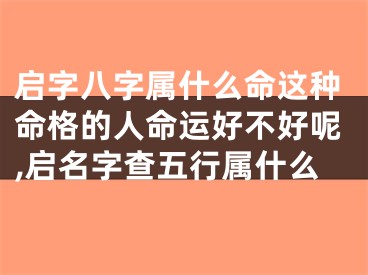 启字八字属什么命这种命格的人命运好不好呢,启名字查五行属什么