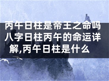 丙午日柱是帝王之命吗八字日柱丙午的命运详解,丙午日柱是什么