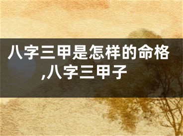 八字三甲是怎样的命格,八字三甲子