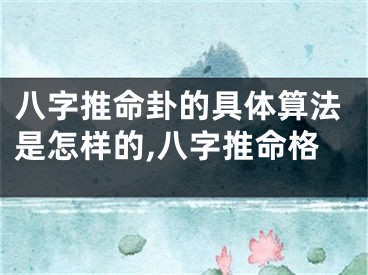 八字推命卦的具体算法是怎样的,八字推命格