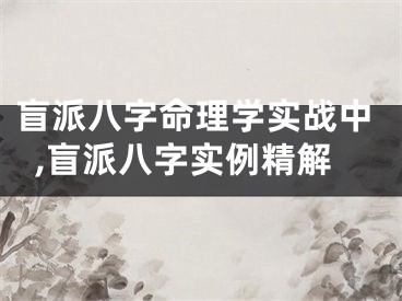 盲派八字命理学实战中,盲派八字实例精解