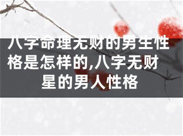 八字命理无财的男生性格是怎样的,八字无财星的男人性格