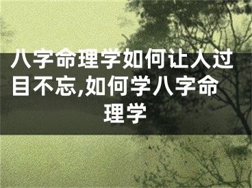 八字命理学如何让人过目不忘,如何学八字命理学