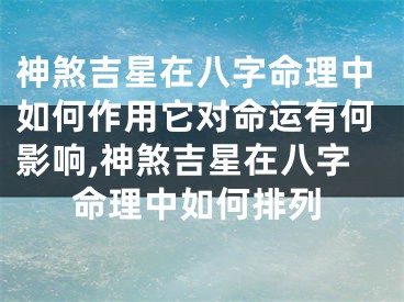神煞吉星在八字命理中如何作用它对命运有何影响,神煞吉星在八字命理中如何排列
