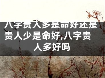 八字贵人多是命好还是贵人少是命好,八字贵人多好吗