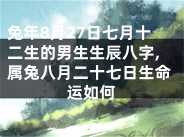 兔年8月27日七月十二生的男生生辰八字,属兔八月二十七日生命运如何