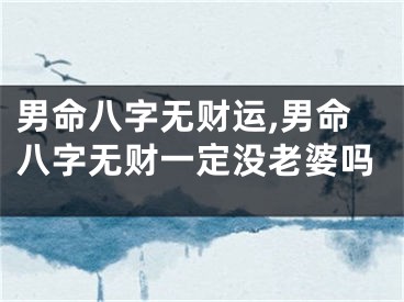 男命八字无财运,男命八字无财一定没老婆吗