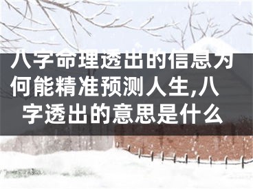 八字命理透出的信息为何能精准预测人生,八字透出的意思是什么