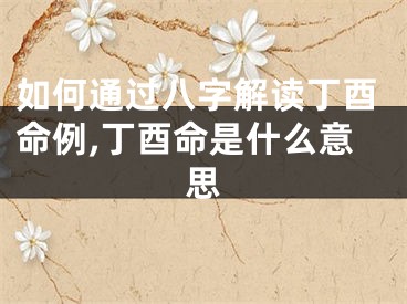 如何通过八字解读丁酉命例,丁酉命是什么意思