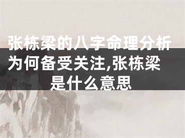 张栋梁的八字命理分析为何备受关注,张栋梁是什么意思