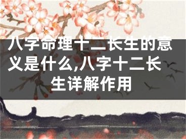 八字命理十二长生的意义是什么,八字十二长生详解作用