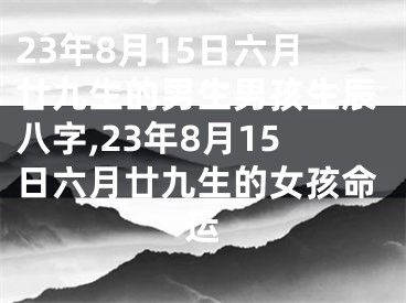 23年8月15日六月廿九生的男生男孩生辰八字,23年8月15日六月廿九生的女孩命运