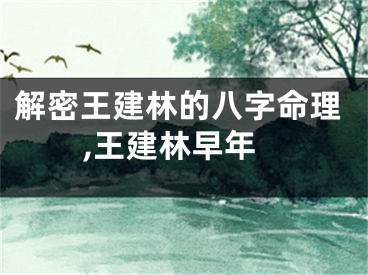 解密王建林的八字命理,王建林早年