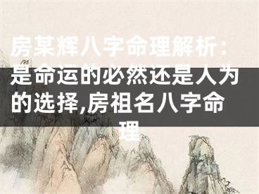 房某辉八字命理解析：是命运的必然还是人为的选择,房祖名八字命理