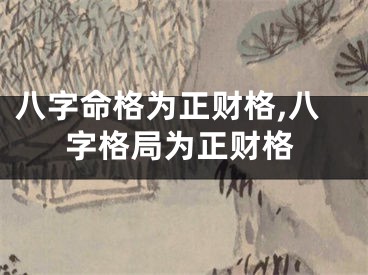 八字命格为正财格,八字格局为正财格