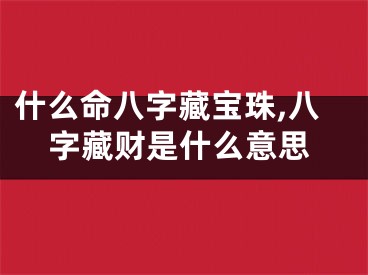 什么命八字藏宝珠,八字藏财是什么意思