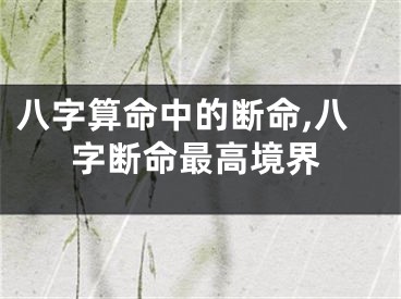 八字算命中的断命,八字断命最高境界