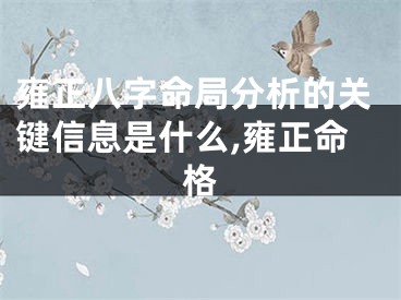 雍正八字命局分析的关键信息是什么,雍正命格