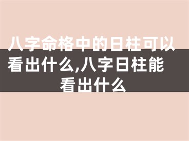八字命格中的日柱可以看出什么,八字日柱能看出什么