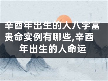 辛酉年出生的人八字富贵命实例有哪些,辛酉年出生的人命运