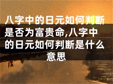 八字中的日元如何判断是否为富贵命,八字中的日元如何判断是什么意思