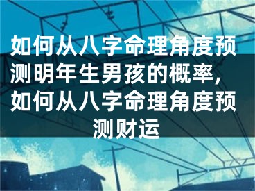 如何从八字命理角度预测明年生男孩的概率,如何从八字命理角度预测财运