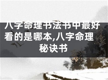 八字命理书法书中最好看的是哪本,八字命理秘诀书