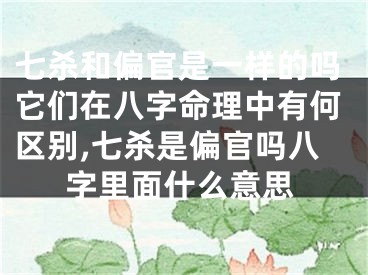 七杀和偏官是一样的吗它们在八字命理中有何区别,七杀是偏官吗八字里面什么意思