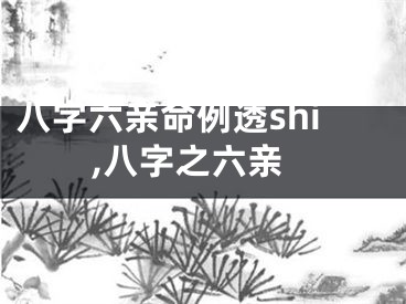八字六亲命例透shi,八字之六亲