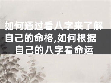 如何通过看八字来了解自己的命格,如何根据自己的八字看命运