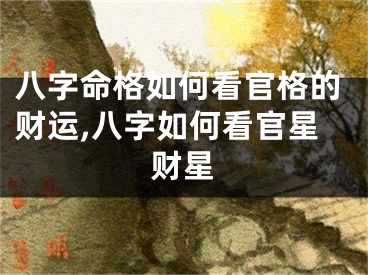八字命格如何看官格的财运,八字如何看官星财星