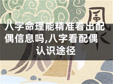 八字命理能精准看出配偶信息吗,八字看配偶认识途径