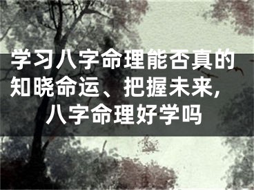 学习八字命理能否真的知晓命运、把握未来,八字命理好学吗