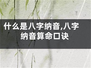 什么是八字纳音,八字纳音算命口诀