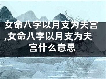 女命八字以月支为夫宫,女命八字以月支为夫宫什么意思