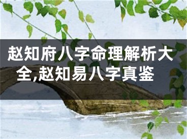 赵知府八字命理解析大全,赵知易八字真鉴